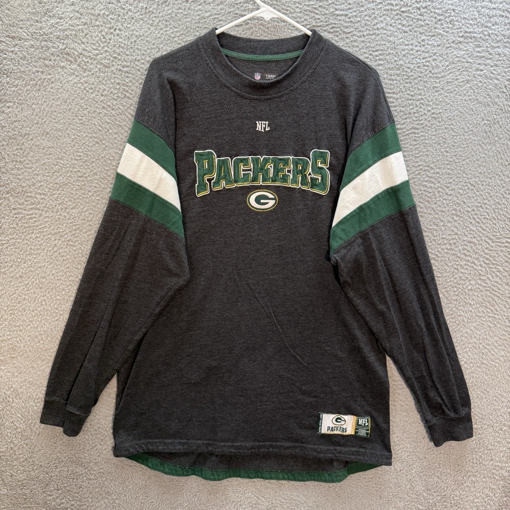 Green Bay Packers Shirt Adult Extra Large Gray Embroidered Logo NFL Football XL